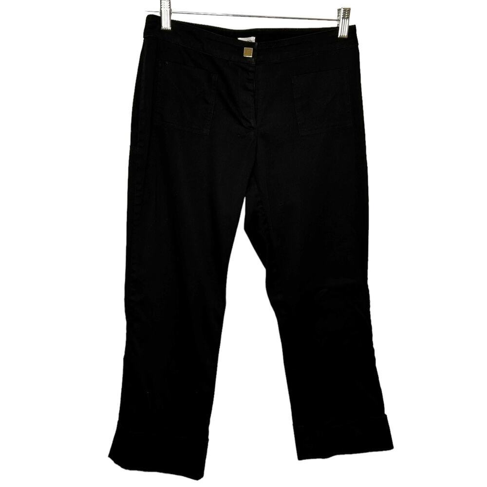 Cache Dark Black Cuffed Stretch Midrise Capri's with Pockets
